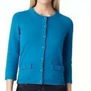 Kate Spade Blue Wool Cashmere Cardigan Medium